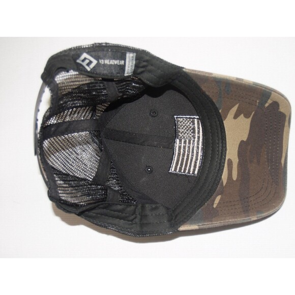 American Flag Camo Trucker Cap Hat Snapback H3 Headwear Stone Washed look - Picture 5 of 5